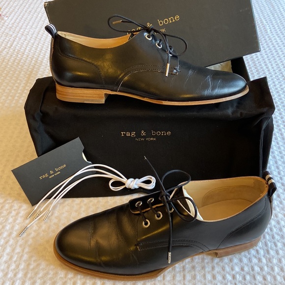 rag & bone Shoes - NEW $395! rag & bone AUDREY Size 38 8 Black Leather Loafer Oxford